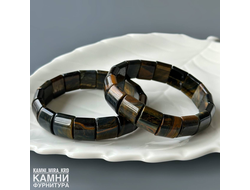 Браслет соколинно-тигровый глаз прямоугольники 12х15 мм, цена за штуку
