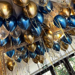 Шары под потолок "Хром с конфетти"  (30 шт)