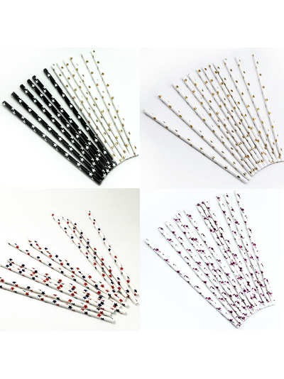 Трубочки для коктейля МИКС, 12 шт/уп