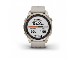 Умные часы Garmin Fenix 7S PRO Sapphire Solar золотистый корпус со светло-песочным ремешком