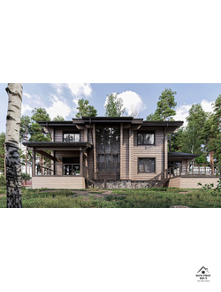 "Талдом": Просторный Двухэтажный Дом из Клееного Бруса с Атмосферой Света 387 м²