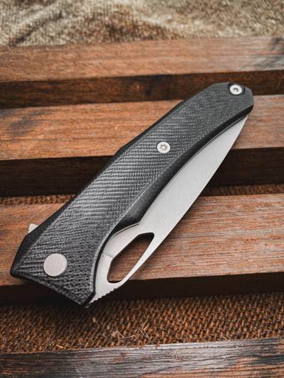 Складной нож Бизон сталь D2, рукоять G10, цвет черный