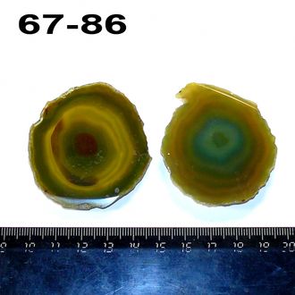 Агат тонированный (срез) зеленый №67-86: пара - 54*49*4мм + 53*46*5мм
