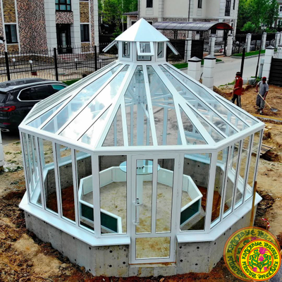 Входная дверь теплицы БРИТАНИКА с ручкой и доводчиком, фиксирующим дверь в открытом положении, белый