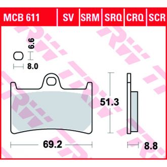 Тормозные колодки TRW MCB611 для Yamaha (Organic Allround)