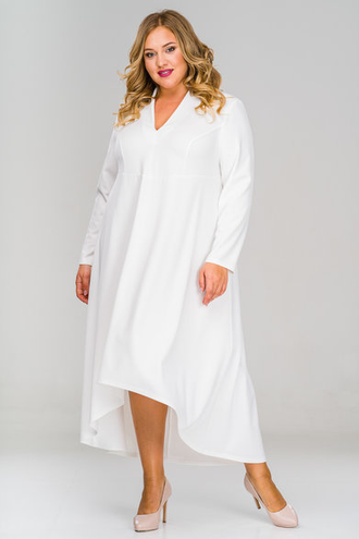 Платье с асимметричным низом Латэ 1517306 -белый (52-68).