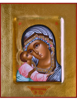 Игоревская Богородица. Рукописная икона. 13х16см.