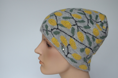 Шапка Vizio Италия 1032 CY с лимонами серая