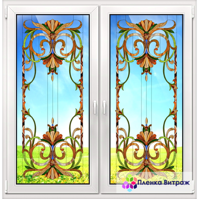 Витражная пленка, витражная пленка самоклеющаяся, пленочный витраж с классическим рисунком