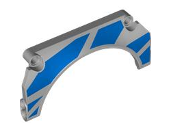 Technic, Panel Car Mudguard Arched #32 11 x 2 x 5 Straight Top with Blue Racing Stripes Pattern Model Left Side, Light Bluish Gray (2509pb01L 6546190)