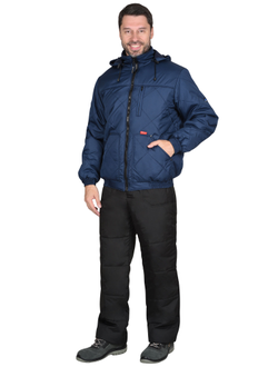 Куртка "СИРИУС-ПРАГА-Люкс" короткая с капюшоном, темно-синяя