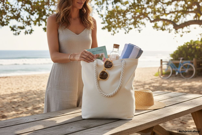 Сумка-шоппер Deluxe с канатом и люверсами 35х40х10 см