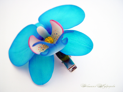 Зажим с орхидеей "Синяя бездна-2".