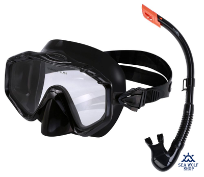 Маска для дайвинга с трубкой LightSwim набор LSM21/SN11 All Black