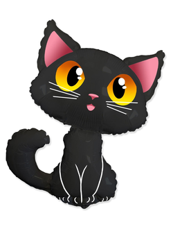 Фольгированный шар с гелием "Черный котик"