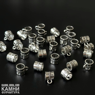 Бейл средний "Барабан" 6,8х9,2 мм отверстие 5 мм цвет серебро, цена за штуку