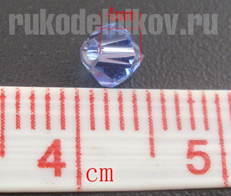 бусина стеклянная граненая "Биконус" 4 мм, цвет-светло-синий, 20 шт/уп