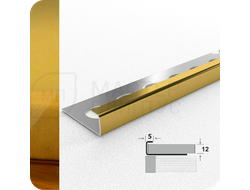 Профиль окантовочный для плитки Лука К 12НСЗ(304).2700.002 Зеркало золото