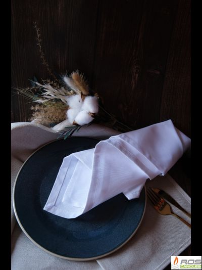 Текстильная салфетка для ресторана 45*45см, белая, евроуголок, без рисунка