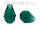 бусина стеклянная граненая "Слезинка" 14х10 мм, цвет-малахитово-зеленый, 3 шт/уп