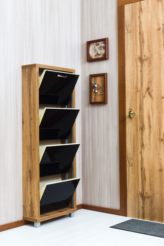 Обувница Айрон-4 (фасад стекло черное)