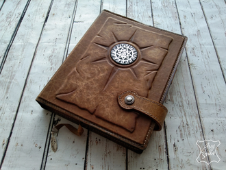 ежедневник с тиснением, ежедневник кожа, подарок руководителю, славянский оберег, кожаный блокнот