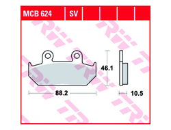 Тормозные колодки TRW MCB624 для Honda (Organic Allround)