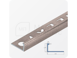 Окантовочный плиточный профиль из алюминия 10 мм. NEEXY PV02-43 SC Муар бежевый  2.7 м.