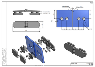 Петля для душевых кабинок Roca RG-987 860696 161 x 40 мм стекло - стекло 9516003860