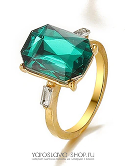 АЛ-241.  Кольцо большой зеленый камень.