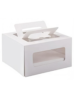 Коробка для торта с ручками с/о (белая, Т22В), 200*200*200мм