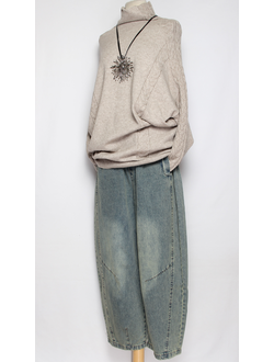 Джинсы тонкие "Двойные строчки" голубые р.48-54