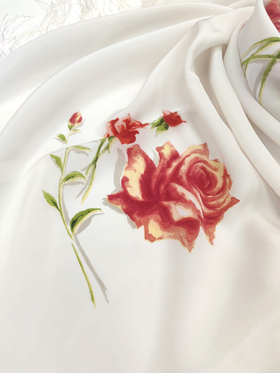 Павловопосадский платок Розы на снегу 1227-2