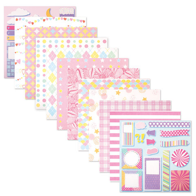 Бумага для скрапбукинга 30*30см "Пастельные тона", двустор., 12л, 180 г/м2, ОСТРОВ СОКРОВИЩ, 662763