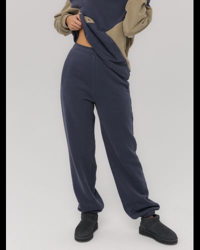 Брюки c манжетами хлопковый велюр (черничный)