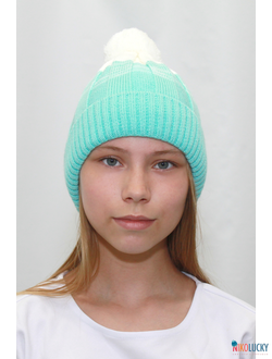 Шапка 18202-30, цвет бирюзовый, белый р. 54