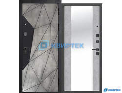 Дверь входная металлическая 9 см Геометрия Бетон снежный Зеркало купить в Челябинске | КВИРТЕК
