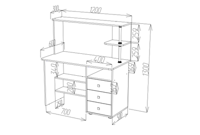 СК-6 рабочий стол с надстройкой Крафт светлый