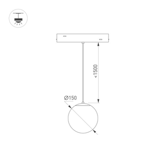 Светильник Arlight MAG-ORIENT-SFERO-HANG-R150-10W  (BK, 300 deg, 48V)