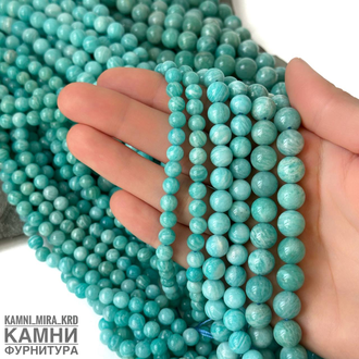 Амазонит яркий качество 3А, шары 6,2-6,4 мм, цена за нить 19 см