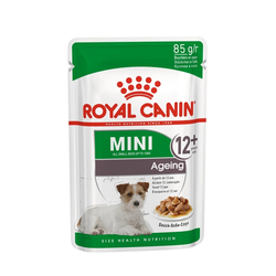 Royal Canin (Роял Канин) Mini Ageing 12+ Влажный корм (пауч) для стареющих собак мелких размеров (весом от 1 до 10 кг) в возрасте старше 12 лет, кусочки в соусе, 85 г