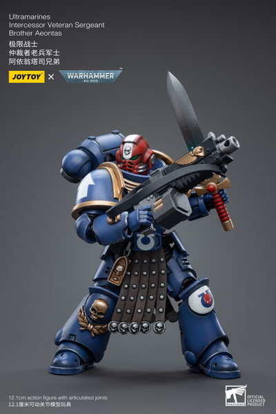 Интерцессор-ветеран Ультрамаринов (Warhammer 40k) - КОЛЛЕКЦИОННАЯ ФИГУРКА 1/18 Ultramarines Intercessor Veteran Sergeant Brother Aeontas (JT4386) - JOYTOY
