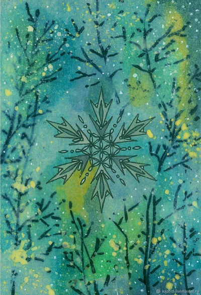 "Зимний орнамент", авторская открытка на мелованном картоне