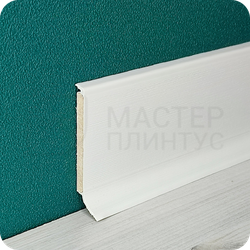 Напольный плинтус с мягким краем Dollken S100, высота 100 мм. толщина 5 мм. цвет бело-серый