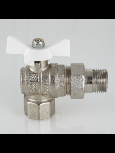 Кран шаровый VALTEC BASE угловой с полусгоном и белой ручкой 1/2 3/4 VT.228.NW