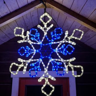 Фигура из дюралайта "Снежинка фигурная", 378 светодиодов, 72 см, соединяемая (до 10 шт.), уличная, белый/синий