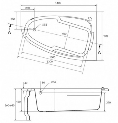Акриловая Ванна Cersanit Joanna 140х90 правая