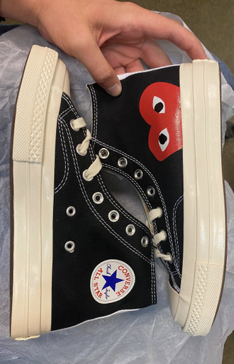 Кеды Converse Play Comme Des Garçons черные  высокие мужские