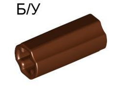 ! Б/У - Technic, Axle Connector 2L Smooth with x Hole + Orientation, Reddish Brown (6538c / 4531751) - Б/У