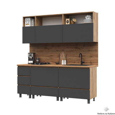 Хелен кухонный гарнитур 2 м Серый графит/Дуб крафт золото